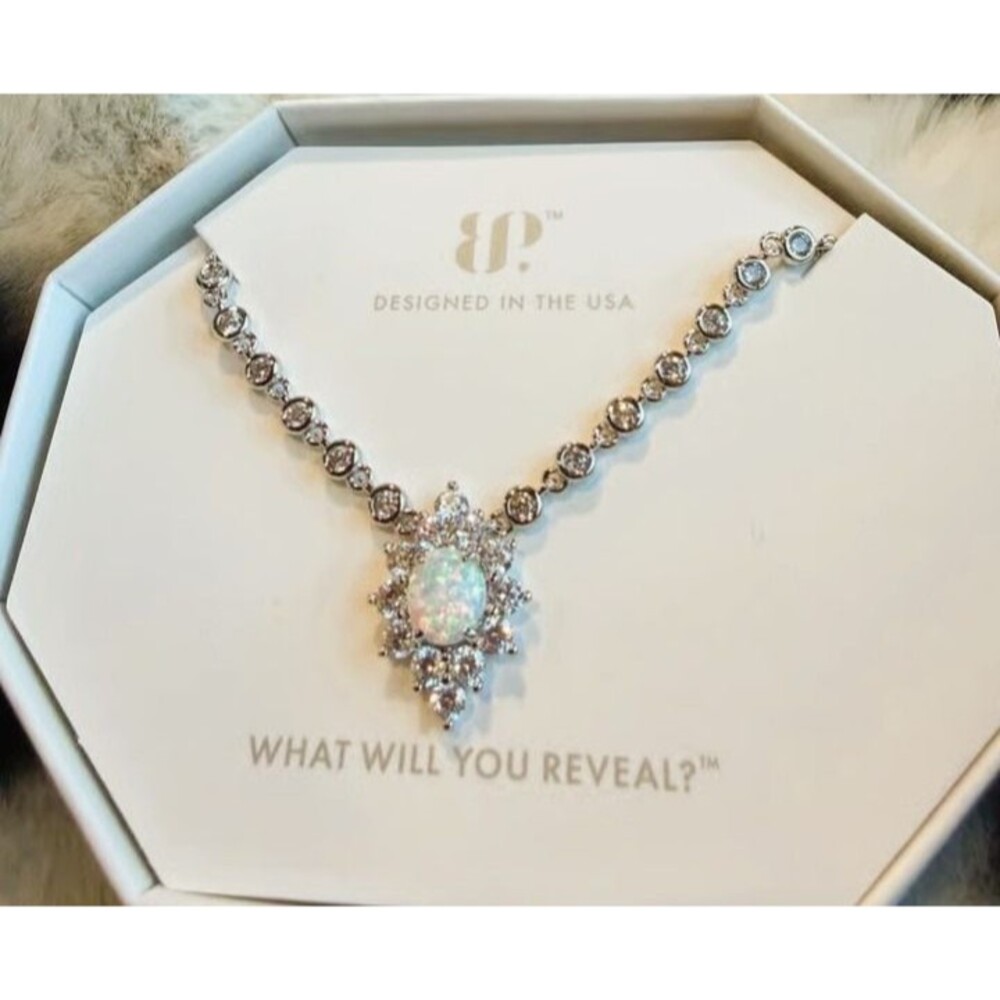 Opal on Rhodium Necklace